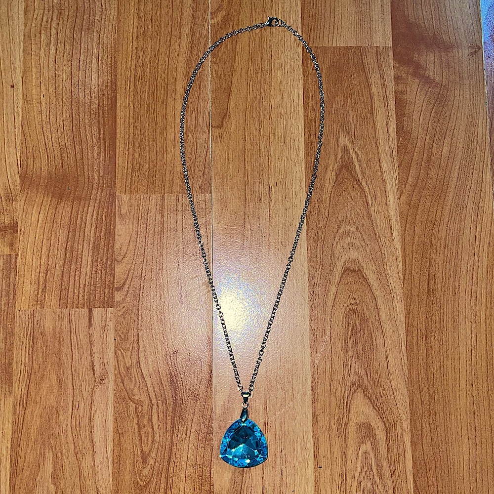 Clear Blue, Opaque Blue, White Strings, and Pink Flower Necklaces